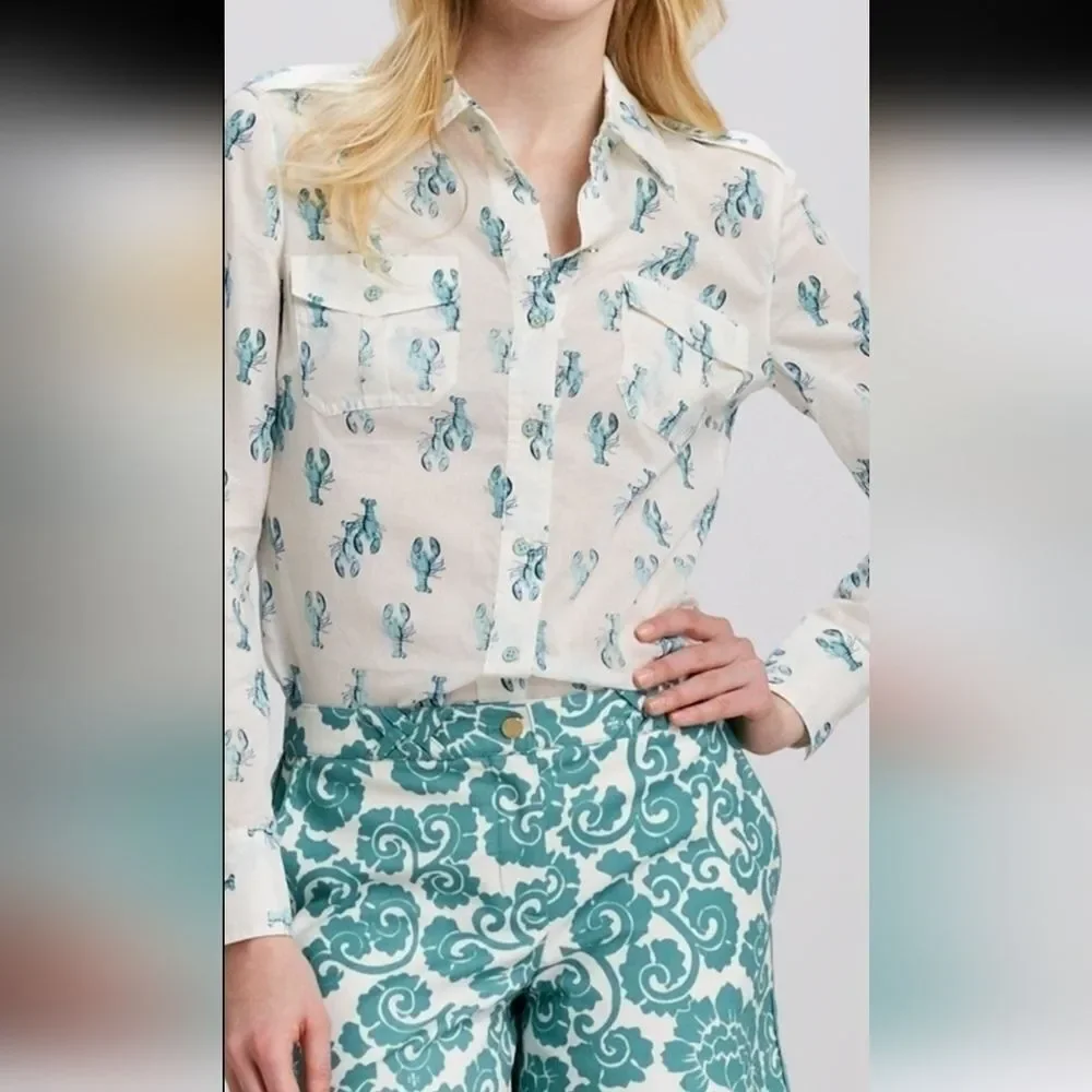 TORY BURCH Brigitte Lobster Voile Blouse Vintage
